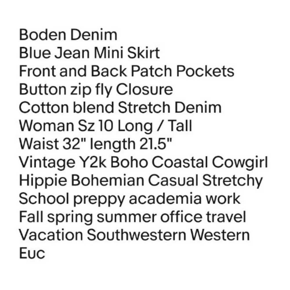 Boden Denim Blue Jean Pencil Skirt Woman 10 Long Patch Pockets Y2k Boho Cowgirl - Picture 8 of 11